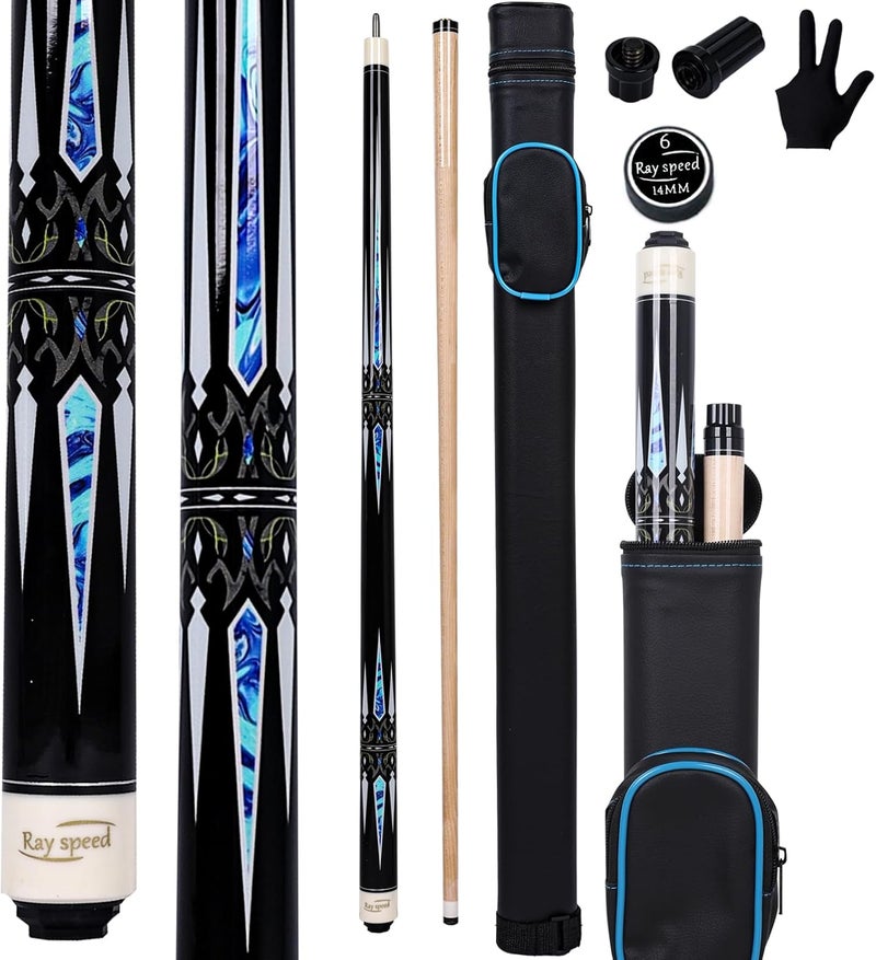 Ray speed Pool Cue Stick with Hard Case Hardwood Canadian Maple Professional Billiard Pool Stick 58" 2-Pieces 19/20oz Pool Stick Set - Image 1